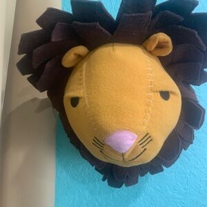 Felt Lion Wall Mount Plush Head - Mustard & Dark Brown kids baby room decor zoo
